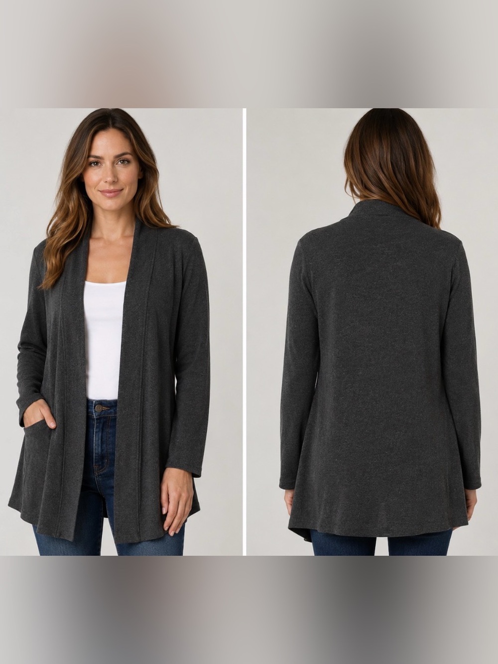 Curfew gray open long cardigan size large